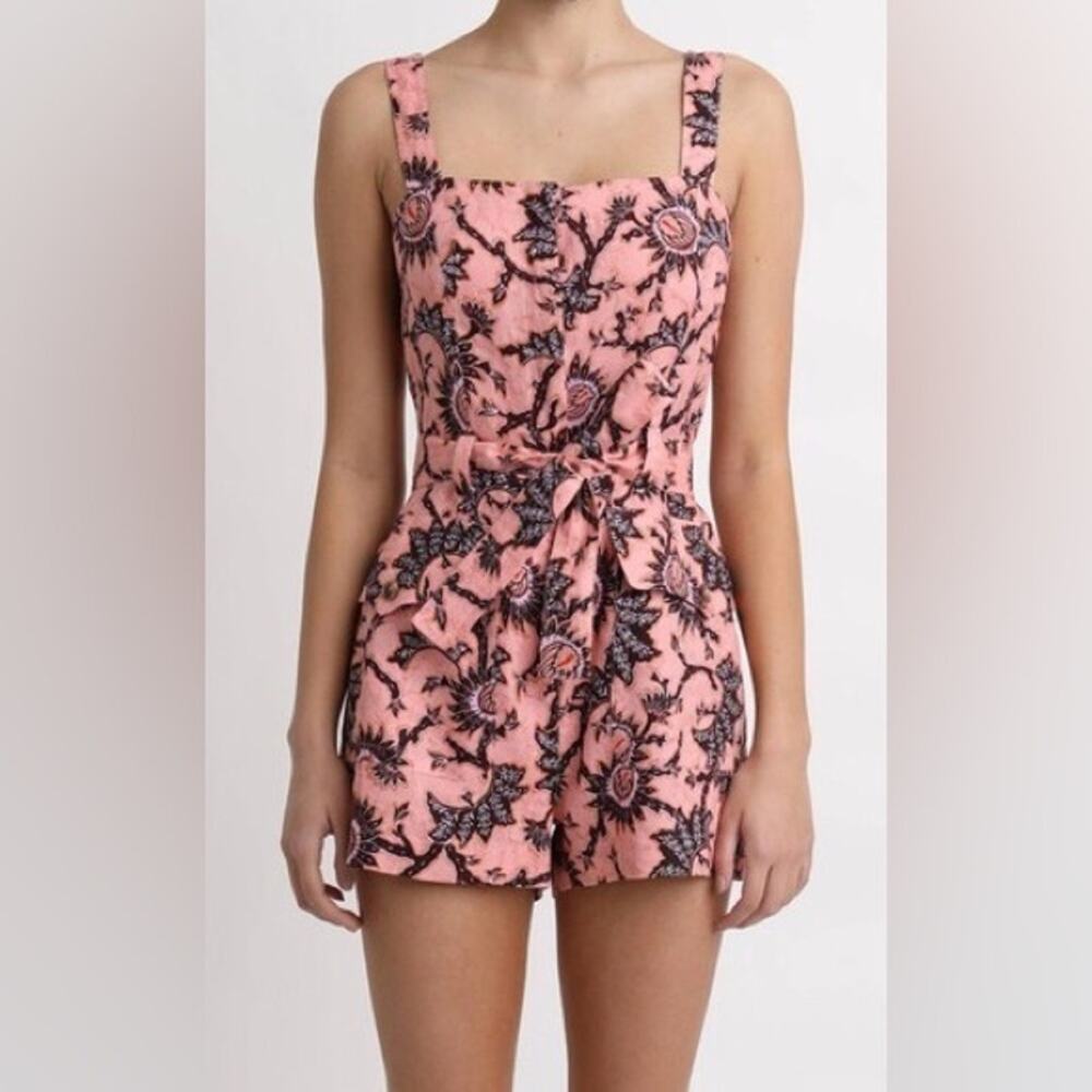 A.L.C. Pink Gilmour Floral Linen Romper